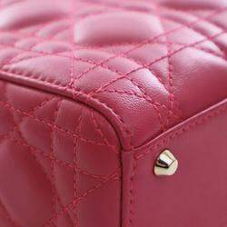 Pre Owned حقيبة ديور ليدي ديور كاناج جلد زهري صغيرة الحجم