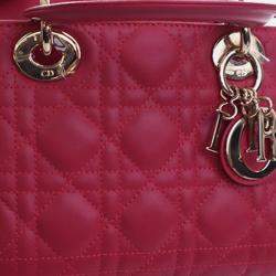 Pre Owned حقيبة ديور ليدي ديور كاناج جلد زهري صغيرة الحجم