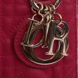 Pre Owned حقيبة ديور ليدي ديور كاناج جلد زهري صغيرة الحجم