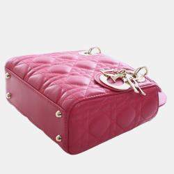 Pre Owned حقيبة ديور ليدي ديور كاناج جلد زهري صغيرة الحجم