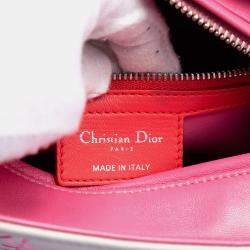 Pre Owned Dior Pink Medium Tricolor Lambskin Macrocannage Stitched Lady Dior