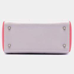 Pre Owned Dior Pink Medium Tricolor Lambskin Macrocannage Stitched Lady Dior