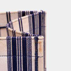 مملوكة مسبقًا Dior Blue Large Canvas Striped Book Tote