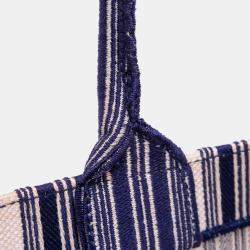 مملوكة مسبقًا Dior Blue Large Canvas Striped Book Tote