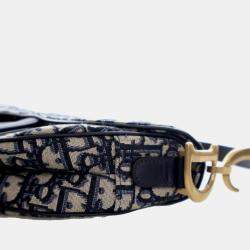 مملوكة مسبقًا حقيبة سرج قماش أوبليك أزرق ديور