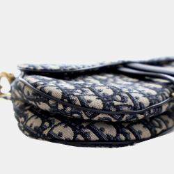 مملوكة مسبقًا حقيبة سرج قماش أوبليك أزرق ديور