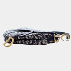 مملوكة مسبقًا حقيبة سرج قماش أوبليك أزرق ديور