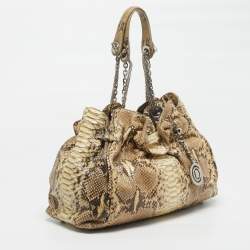 Pre Owned حقيبة ديور هوبو بيثون كريمي/بيج لو ترينتي