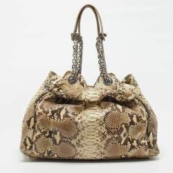 Pre Owned حقيبة ديور هوبو بيثون كريمي/بيج لو ترينتي
