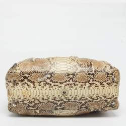 Pre Owned حقيبة ديور هوبو بيثون كريمي/بيج لو ترينتي