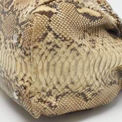 Pre Owned حقيبة ديور هوبو بيثون كريمي/بيج لو ترينتي