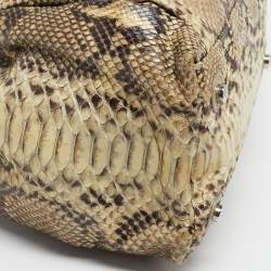 Pre Owned حقيبة ديور هوبو بيثون كريمي/بيج لو ترينتي