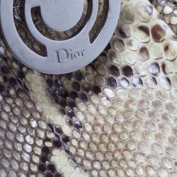 Pre Owned حقيبة ديور هوبو بيثون كريمي/بيج لو ترينتي