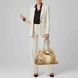 Pre Owned حقيبة ديور هوبو بيثون كريمي/بيج لو ترينتي