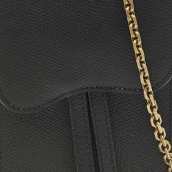 Pre Owned Dior Saddle Black Leather Chain Pouch