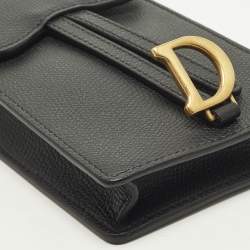 Pre Owned Dior Saddle Black Leather Chain Pouch
