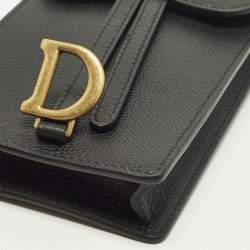 Pre Owned Dior Saddle Black Leather Chain Pouch
