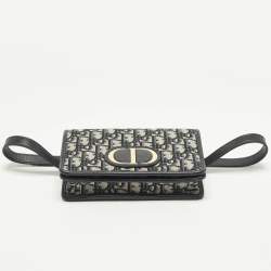 مملوكة مسبقًا حقيبة حزام ديور 30 مونتين قماش نقش الشعار أزرق كحلي وجلدي قابلة للتحويل