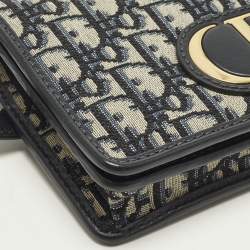 مملوكة مسبقًا حقيبة حزام ديور 30 مونتين قماش نقش الشعار أزرق كحلي وجلدي قابلة للتحويل