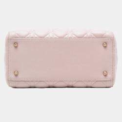 Pre Owned حقيبة ديور ليدي ديور كاناج جلد حمل وسط وردي