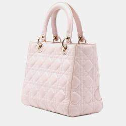 Pre Owned حقيبة ديور ليدي ديور كاناج جلد حمل وسط وردي