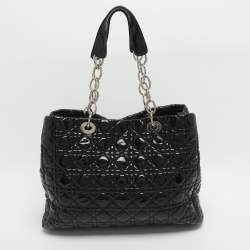 مملوكة مسبقًا Dior Soft Lady Dior Large Black Cannage Patent Leather Shopper Tote