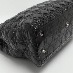 مملوكة مسبقًا Dior Soft Lady Dior Large Black Cannage Patent Leather Shopper Tote