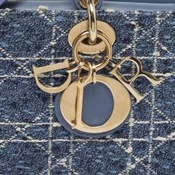 مملوكة مسبقًا Dior Lady D-Joy Medium Blue Tweed and Leather Tote