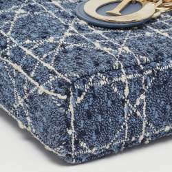 مملوكة مسبقًا Dior Lady D-Joy Medium Blue Tweed and Leather Tote