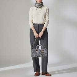 مملوكة مسبقًا Dior Lady D-Joy Medium Blue Tweed and Leather Tote