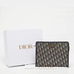 Pre Owned Dior 30 Montaigne Navy Blue Oblique Canvas Pouch