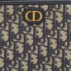 Pre Owned Dior 30 Montaigne Navy Blue Oblique Canvas Pouch