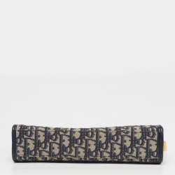 Pre Owned Dior 30 Montaigne Navy Blue Oblique Canvas Pouch