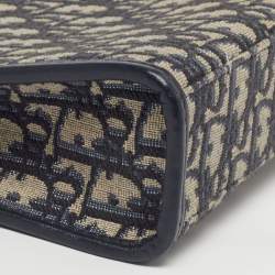 Pre Owned Dior 30 Montaigne Navy Blue Oblique Canvas Pouch