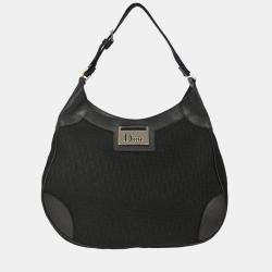 Pre Owned Dior Trotter Black Canvas Shoulder Bag