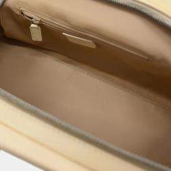 Pre Owned Christian Dior Floral Embroidered Trotter Beige Canvas Shoulder Bag