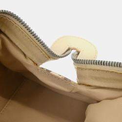 Pre Owned Christian Dior Floral Embroidered Trotter Beige Canvas Shoulder Bag