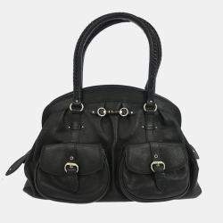 Pre Owned Christian Dior Black Leather My Dior Duffle Handbag