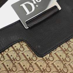 Pre Owned Dior Street Chic Trotter Brown Beige Canvas Shoulder Bag