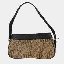 Pre Owned Dior Street Chic Trotter Brown Beige Canvas Shoulder Bag