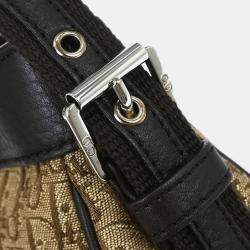 Pre Owned Dior Street Chic Trotter Brown Beige Canvas Shoulder Bag