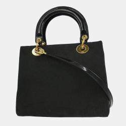 Pre Owned Dior Lady Dior Trotter Black Suede Top Handle Bag