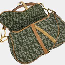  مملوكة مسبقًا Christian Dior Green Trotter Double Saddle Handbag