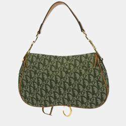 مملوكة مسبقًا Christian Dior Green Trotter Double Saddle Handbag