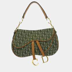 مملوكة مسبقًا Christian Dior Green Trotter Double Saddle Handbag