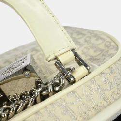 Pre Owned Dior Gambler Dice Trotter White Canvas Shoulder Bag
