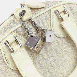 Pre Owned Dior Gambler Dice Trotter White Canvas Shoulder Bag