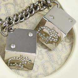 Pre Owned Dior Gambler Dice Trotter White Canvas Shoulder Bag