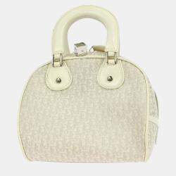 Pre Owned Dior Gambler Dice Trotter White Canvas Shoulder Bag