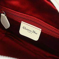 Pre Owned Dior Gambler Dice Trotter White Canvas Shoulder Bag